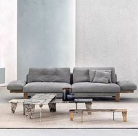 Table basse de luxe italienne rectangulaire en acier inoxydable et pierre, design moderne et épuré pour villa