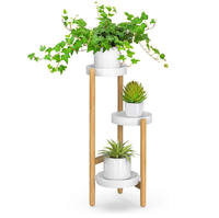 Support à plantes en bambou à 3 niveaux, support d'angle pour pots de fleurs, présentoir rond pour plantes, étagère autoportante pour balcon, jardin, maison