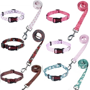 Correa y <span class=keywords><strong>collar</strong></span> personalizados para perros, <span class=keywords><strong>collar</strong></span> ajustable con estampado, correa para pasear perros grandes, medianos y pequeños - Product Image 1