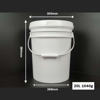 Nouveau type de seau en plastique rond de 20 L en PP de qualité alimentaire, recyclable, avec couvercle à vis, logo personnalisé, pour usage domestique