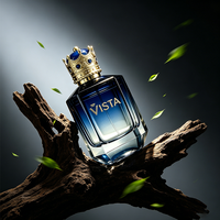 Flacon de parfum carré bleu de 50 ml à fond épais avec pulvérisateur à baïonnette, conteneur vide sérigraphié pour le stockage de parfums