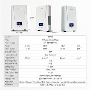 Chauffe-eau électrique sans réservoir 5500W, contrôle intelligent, connexion Wi-Fi, chauffage rapide, économie d'énergie, pour usage domestique et hôtelier - Product Image 2