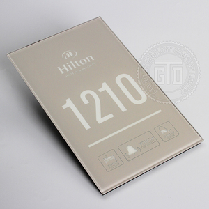 Vetro temperato grigio metallo 140*225MM diversi colori retroilluminazione a LED Hotel intelligente personalizzato utilizzando il sistema di piastre per porte - Product Image 3