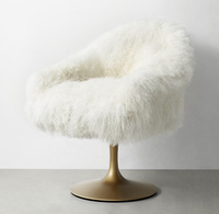 Chaise pivotante de bureau Sassanid OEM Midcentury Meubles de salon Sylvie Chaise de bureau en fourrure de Mongolie blanche