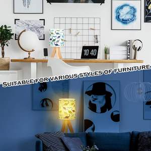 Petite lampe de chevet électrique imprimée sur mesure avec trépied en bois et abat-jour en lin dinosaure pour la maison et la décoration quantité minimale de commande 1 - Product Image 5