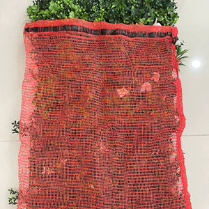 Bolsa de malla duradera de HDPE naranja de alta calidad al por mayor con cordón para compras y uso agrícola, moldeada por soplado - Product Image 1