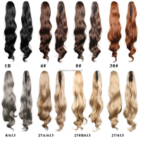 Queue de Cheval Ondulée de 24 Pouces à Pince, Extension de Cheveux Synthétique Fibre Haute Température Résistante à la Chaleur, Non Inflammable