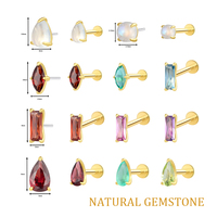 Eternal Metal Bijoux de piercing pour nez et oreille en or jaune massif 14K avec zircon, style romantique pour mariage, type labret, embouts à enfiler sans filetage