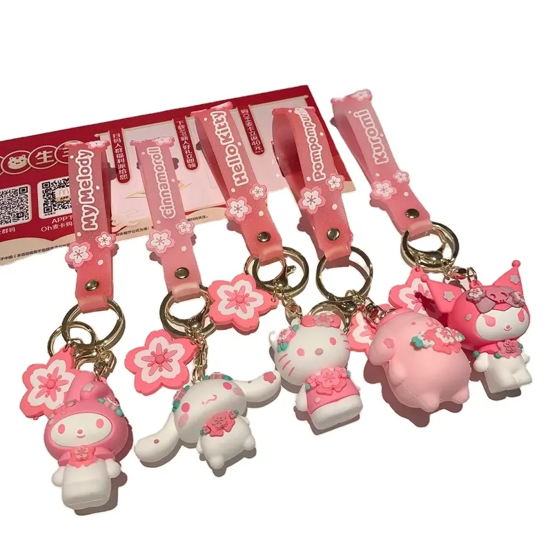 Yubon Sanrioed Hallo Kätzchen Schlüsselanhänger niedlicher Cinnamoroll Kuromi Schlüsselring Meine Melodie Schlüsselanhänger Kinder-Spielzeug Pompom Purin Damen-Geschenke