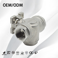 Vanne à bille en acier inoxydable 304 à 3 voies, filetage interne manuel, régulation de débit PN16 PN25, vanne à bille industrielle pour l'eau