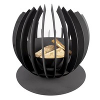 Décoration de jardin, foyer extérieur en acier noir, demi-sphère, foyer, 55x54cm, 1,5mm d'épaisseur, montage facile pour le bois