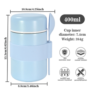 <span class=keywords><strong>Thermos</strong></span> à soupe <span class=keywords><strong>pour</strong></span> aliments chauds, <span class=keywords><strong>thermos</strong></span> <span class=keywords><strong>alimentaire</strong></span> sous vide de 400 ml en acier inoxydable 304, récipient <span class=keywords><strong>alimentaire</strong></span> isotherme à large ouverture avec cuillère - Product Image 2