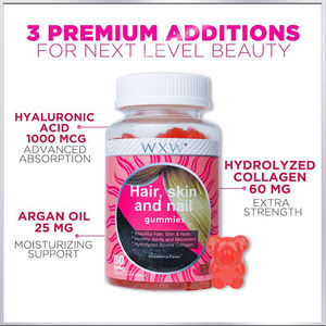 Wxw เล็บผิวหนังผมอาหารเสริมเล็บผิวหนังวิตามินรวมไบโอติน gummies ผมเล็บผิวผม gummies pectin Gummies - Product Image 3