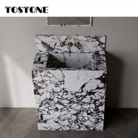 Lavabo sur pied en marbre Calacatta Viola italien populaire, design intérieur luxueux Tostone, pour utilisation dans les appartements haut de gamme