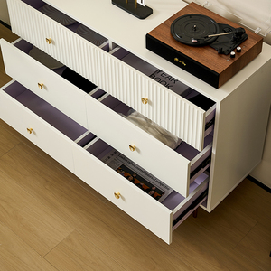 Luxury Modern Living Room Cabinet <b>6</b>-<b>Drawer</b> Sideboard With Large Capacity HDF 0815-white-<b>6</b> Chest of <b>Drawers</b> 0815-white-<b>6</b> - Product Image 3