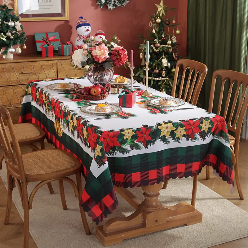 Nappe de noël ménage vacances fête Table décorations PVC repas tapis américain père noël imprimé Anti-brûlure caboteur