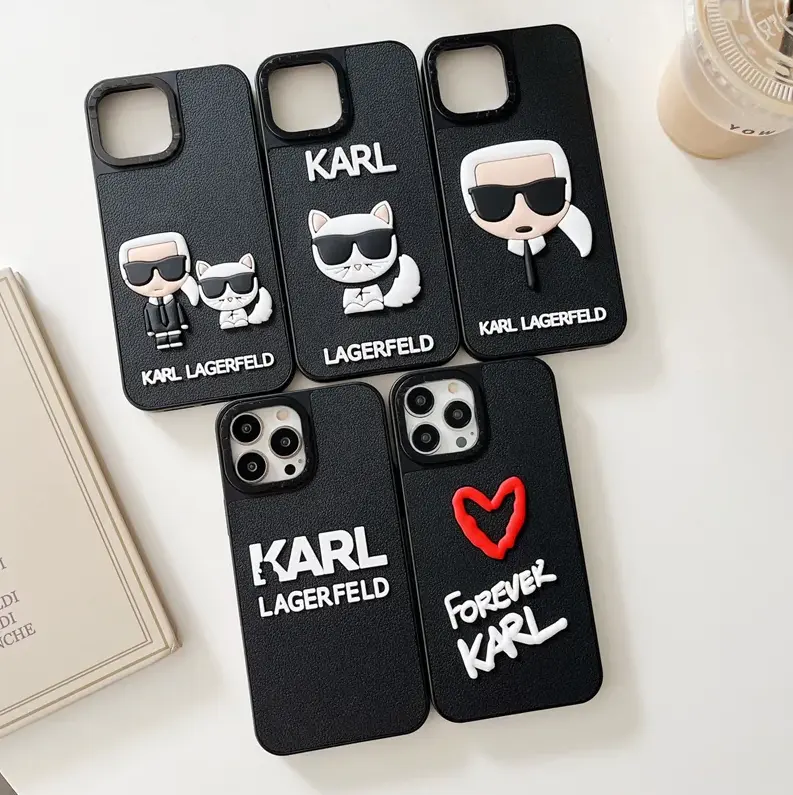 3D Logo Pattern Fashion Designer Brand Karl Soft Silicone Shockproof Case cover For iphone 14 13 12 11 Promax XR