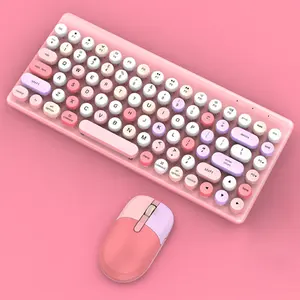 Ensemble clavier et souris sans fil, 2,4g, Ultra fine, rose, pour le jeu