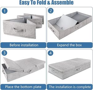 Grands tiroirs <span class=keywords><strong>sous</strong></span> le lit couvercle pliable profil bas bacs empilables fenêtre transparente 4 poignées pour vêtements <span class=keywords><strong>sous</strong></span> le lit conteneurs de stockage - Product Image 3