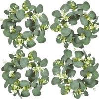 Couronne de bougies en eucalyptus écologique, décoration de table pour Pâques et mariages, verdure artificielle, porte-verre à vin, vente en gros