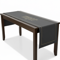 Chemin de table élégant et moderne en tissu denim polyester, gris foncé avec bordure dorée, pour salle à manger et chambre d'hôtes, kits d'intérieur, origine USA, OEM