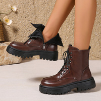 Bottes courtes rétro amincissantes pour femmes, style HJBH, nouvelle collection, semelle épaisse, grande taille, fermeture éclair latérale, modèle HJ6.14B161, vente en gros