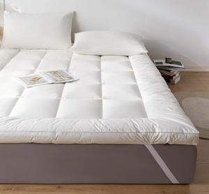 Giá Rẻ Tất Cả Các Mùa Trắng Fluffy Nhà Hộp Khâu Mềm 10Cm Dày Vua Kích Thước Làm Đầy Sợi Nhỏ Nệm <span class=keywords><strong>Topper</strong></span> Với Ban Nhạc Đàn Hồi - Product Image 1