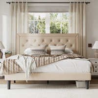 Cabecera de Cama Moderna y Duradera de Madera Sólida, Tamaño Queen, Material de Acero, Tapicería de Lino, No Plegable, OEM Vietnam, MD01