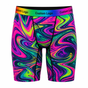 WLW <span class=keywords><strong>Sous</strong></span>-vêtements pour hommes, caleçon long à imprimé tourbillon psychédélique LGBT, extensible et doux, avec ceinture personnalisée à logo arc-<span class=keywords><strong>en</strong></span>-ciel, OEM, faible MOQ, vente <span class=keywords><strong>en</strong></span> gros - Product Image 1