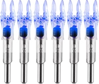HT Bulk Wholesale Lot de 6 pointes de flèche LED lumineuses, brillent 48 heures, étanches, pour arbalètes, arcs classiques et arcs à poulies, pour la chasse