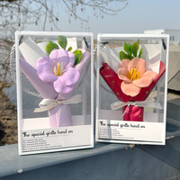 Kotak Hadiah Pernikahan Kreatif QY, Hadiah Bunga Buatan untuk Valentine dan Ulang Tahun, Buket Tulip Mini Beraroma Wangi Buatan Tangan dari Sabun
