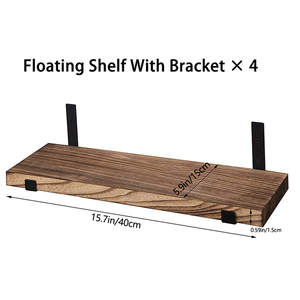 Country Style 4-Piece Set of Wooden Floating <strong>Shelf</strong> Wall Decoration Frames for Bathroom Kitchen Bedroom Living Room - Product Image 2