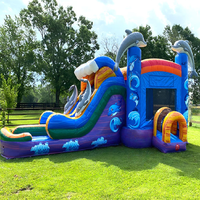 Château gonflable géant en forme de dauphin et de dinosaure, 13x13 pieds, pour filles, adultes et enfants.