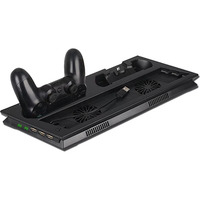 Nouveau support de charge ultra-mince pour PS4 PRO avec double ventilateur de refroidissement USB, support de manette et dissipateur de chaleur