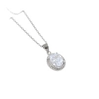 Collier ras du cou LUMIERE S925 en argent sterling, ovale taillé en forme de boîte, incrusté de zircon, multi-couches, électroplaqué, élégant pour femme de bureau