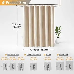 Wholesale Solid Color Linen Texture Fabric Modern Bath Curtain Waterproof Simple Style Thicken Hemp Shower Curtains For Bathroom