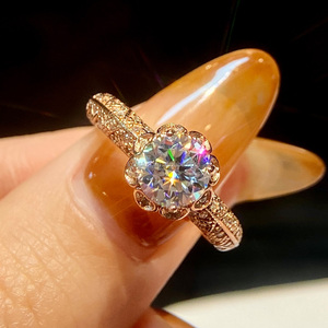 Anillo Chapado en Oro Rosa de 18K Certificado VVS1 D Color 1Ct Moissanite the <span class=keywords><strong>Milky</strong></span> Way, Plata de Ley 925, Joyería Fina para Boda para Mujer - Product Image 3