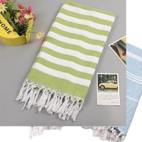 Factory Wholesale Cotton Beach Towel Striped Pattern with Modern Turkish and Tropical Style Embroidered Tassel Logo
