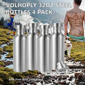 30oz <span class=keywords><strong>Unisolierte</strong></span> Einwandige 304 Edelstahl Sporttrinkflaschen 4er-Pack mit Griff BPA-frei für - Product Image 2