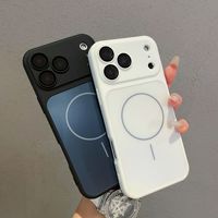 Coque Mate Compatible pour iPhone 16 17 Pro Max, Housse Magnétique Givrée en PC avec Protection d'Objectif d'Appareil Photo, Antichoc et Anti-Traces de Doigts