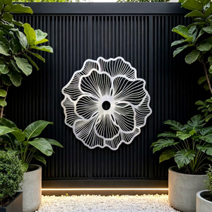 Grande Décoration Murale Florale en Métal, Art Mural 3D pour Jardin, Patio, Cour Arrière, Salon et Espaces Extérieurs - Product Image 1