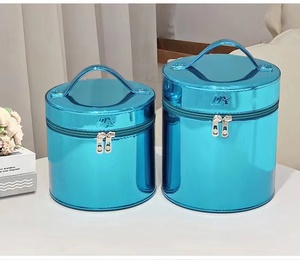 Bolsas de Maquillaje de Lujo con Logotipo Personalizado, Color Metálico, con Espejo de Maquillaje, Bolsa con Cremallera para Cosméticos de Doble Capa, Bolsas de Viaje para Artículos de Tocador - Product Image 4