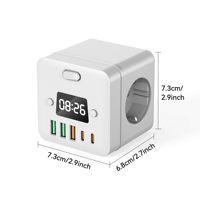 Adaptateur de chargeur rapide de type C intelligent, multiprise 3AC, alimentation pour ordinateur portable Macbook, iPhone, prise électrique avec horloge