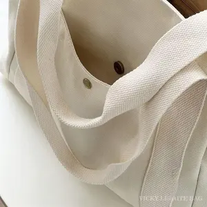 Eco-friendly riciclato grande capacità maniglia su misura logo stampato grande cotone Tote Bag in tela con tasche per le donne