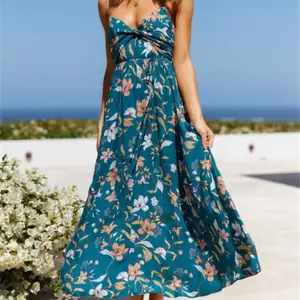 Spring Summer Latest Halter Bohemian Printed Casual Wholesale 2024 Fashion Sexy Ladies Dresses