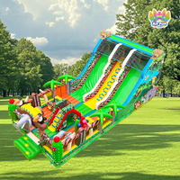Toboggan gonflable commercial en PVC, toboggan à thème animaux de la jungle pour événements et locations de fêtes, château gonflable