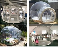Maison à bulles hermétique hexagonale de luxe transparente et transparente tente dôme gonflable pour bivouac de football