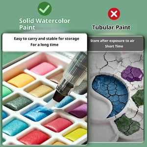 Ensemble de peinture <span class=keywords><strong>à</strong></span> l'<span class=keywords><strong>aquarelle</strong></span> solide écologique non toxique de 120 couleurs, pinceaux, étui en tôle portable, fournitures artistiques pour artistes débutants - Product Image 3