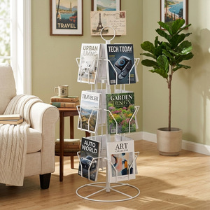 Shosho <b>Rotating</b> Postcard Display Rack White Modern <b>Desk</b> Stand For Cards Stationery Bookstore Counter Top Use - Product Image 2