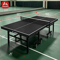 Table de tennis de table professionnelle MDF 9 pieds, pliable, avec filet et roulettes mobiles pour entraînement en intérieur
